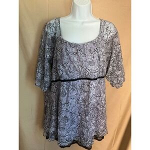 Studio 1940 Lace Blouse Women 22 Lavender Excellent Empire Waist Floral Top